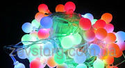 LED Гирлянда нить ШАРИКИ 5 м,  прозрачный кабель 100Led