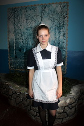 школьная форма старого образца на последний , первый звонок синяя